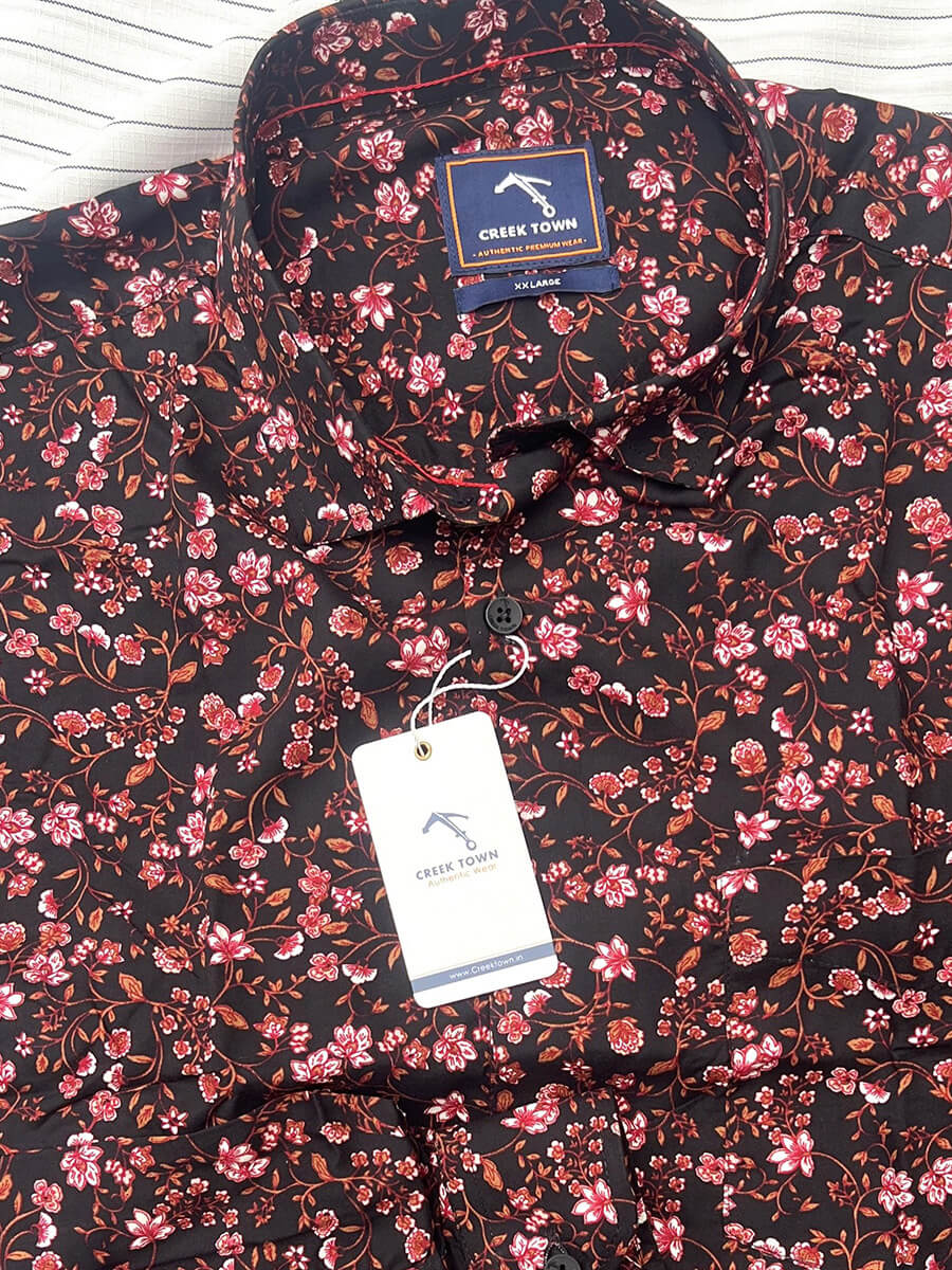 Black base red cherry blossom