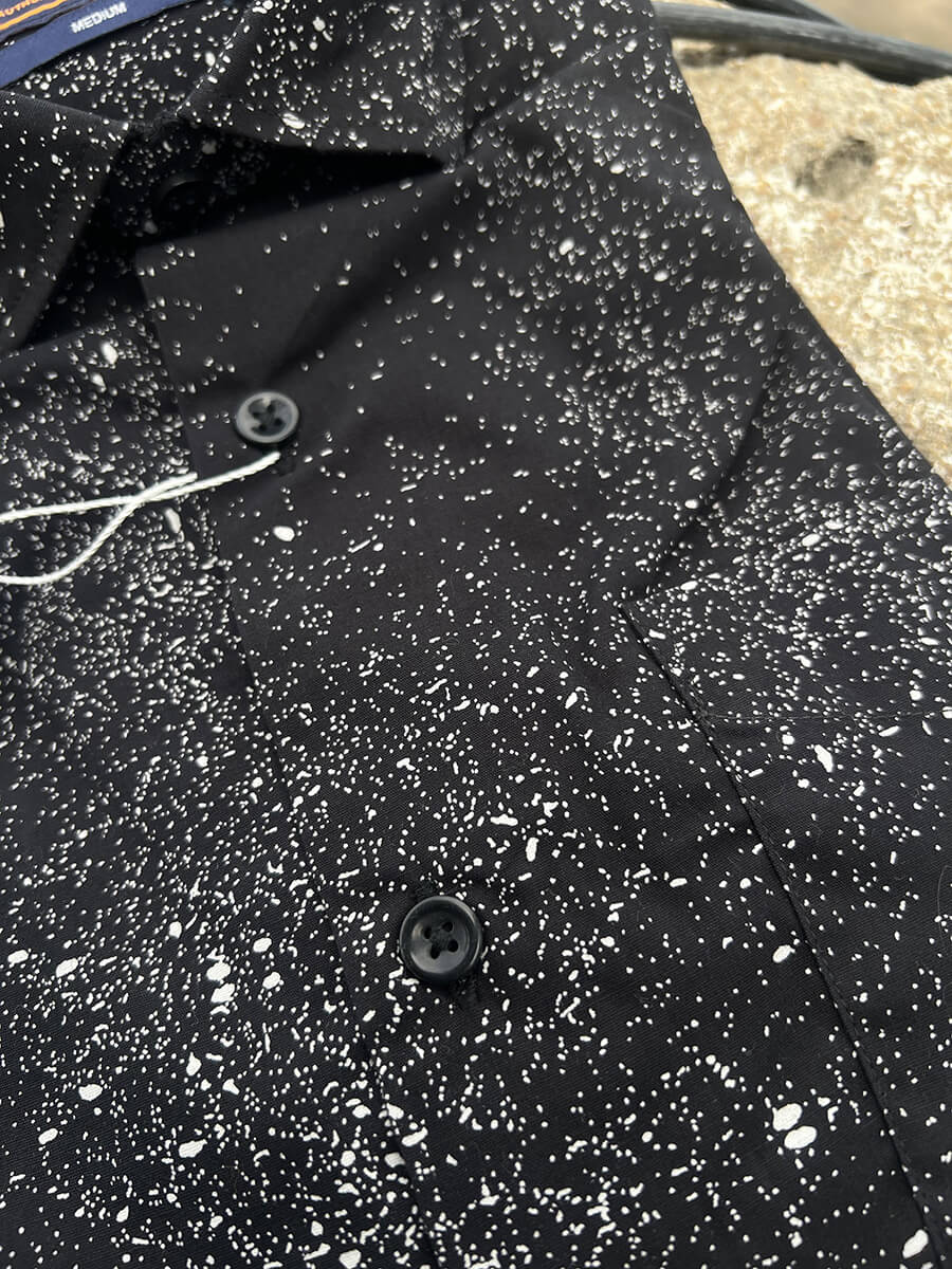 Black with white splatter print