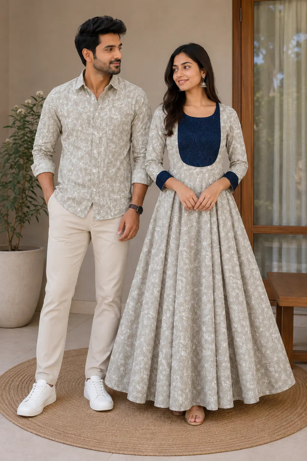 Light Olive Floral Print - Couple Combo