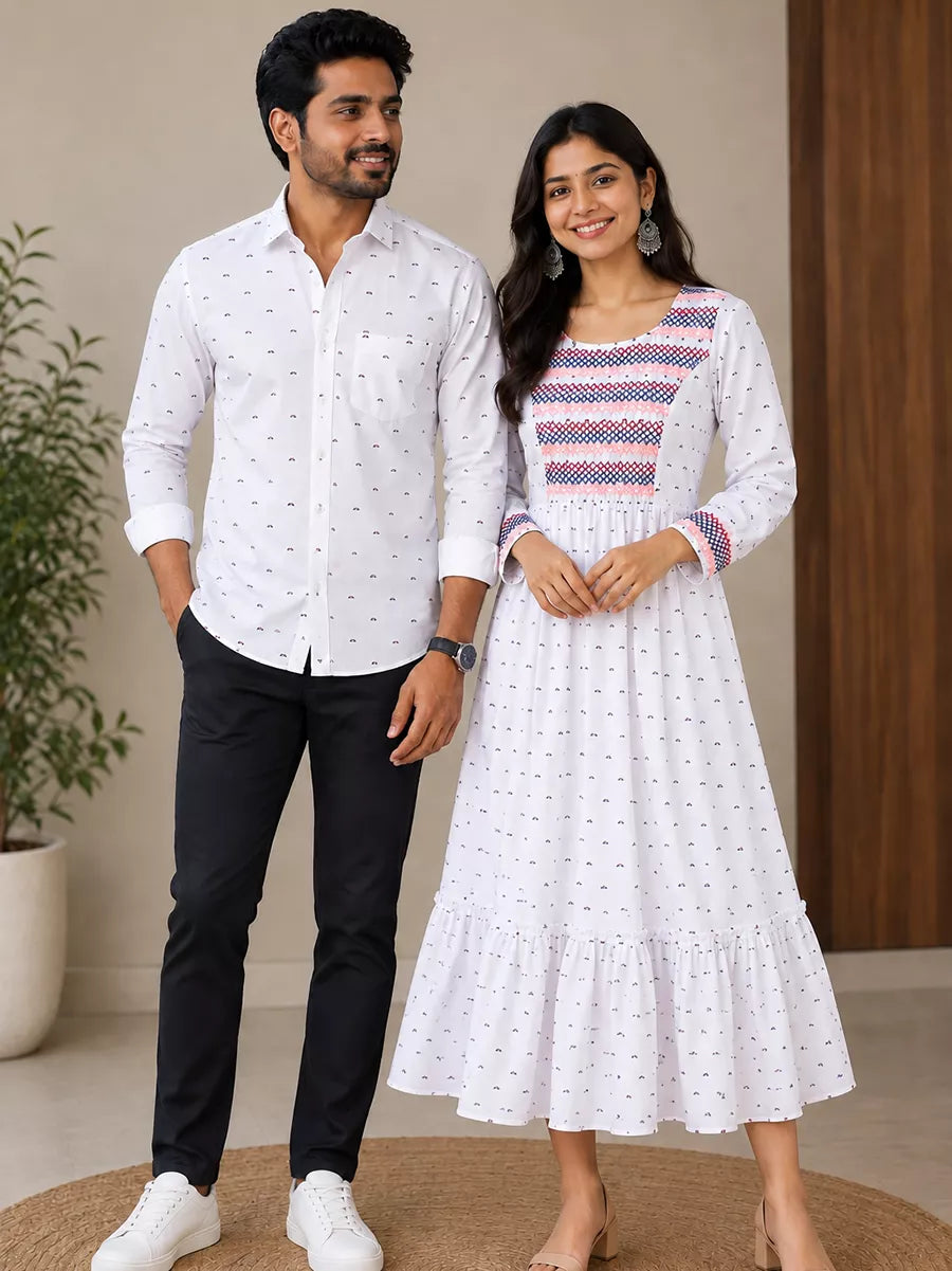 Oxford White micro print - Couple Combo