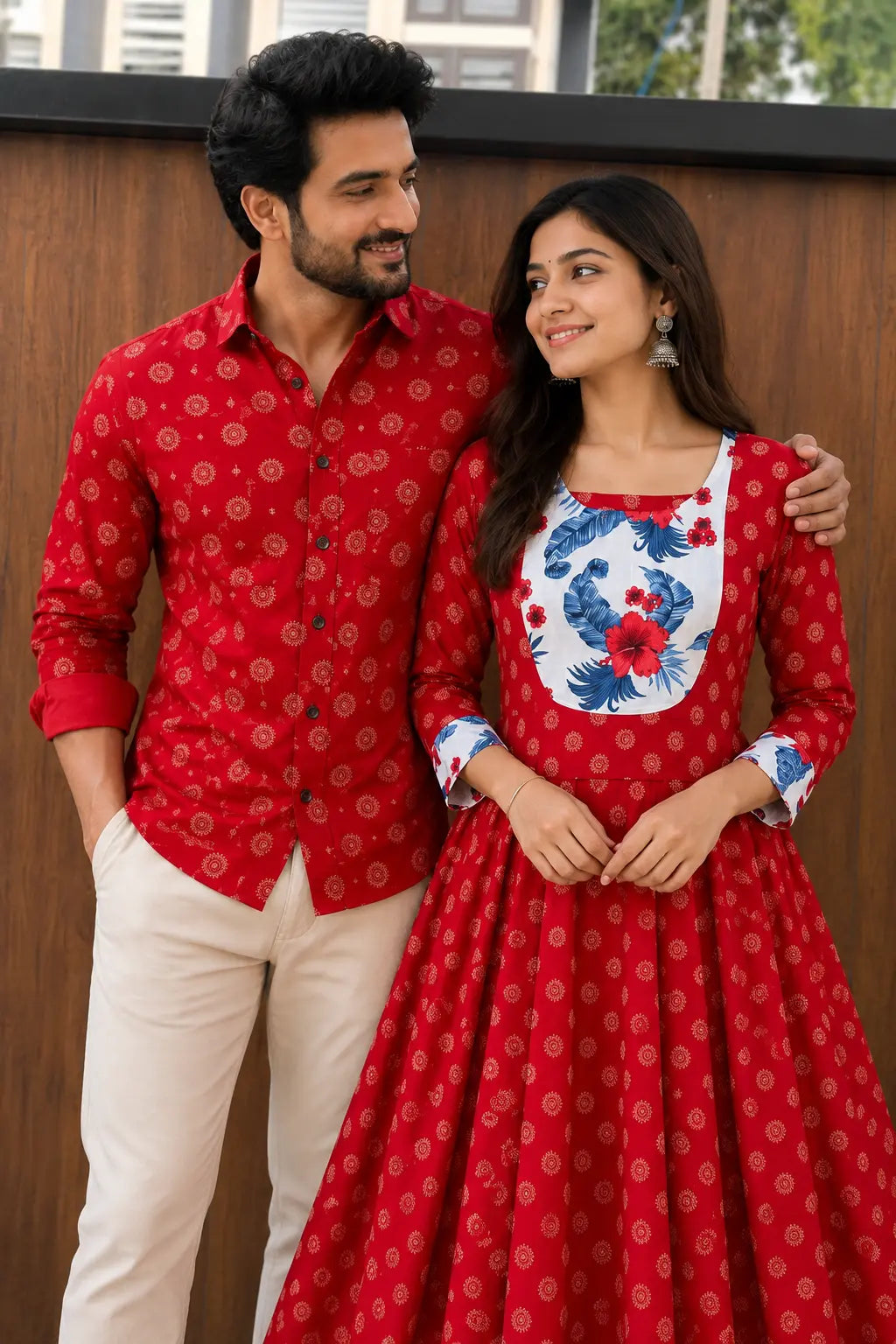 Dark Red Art Print - Couple Combo
