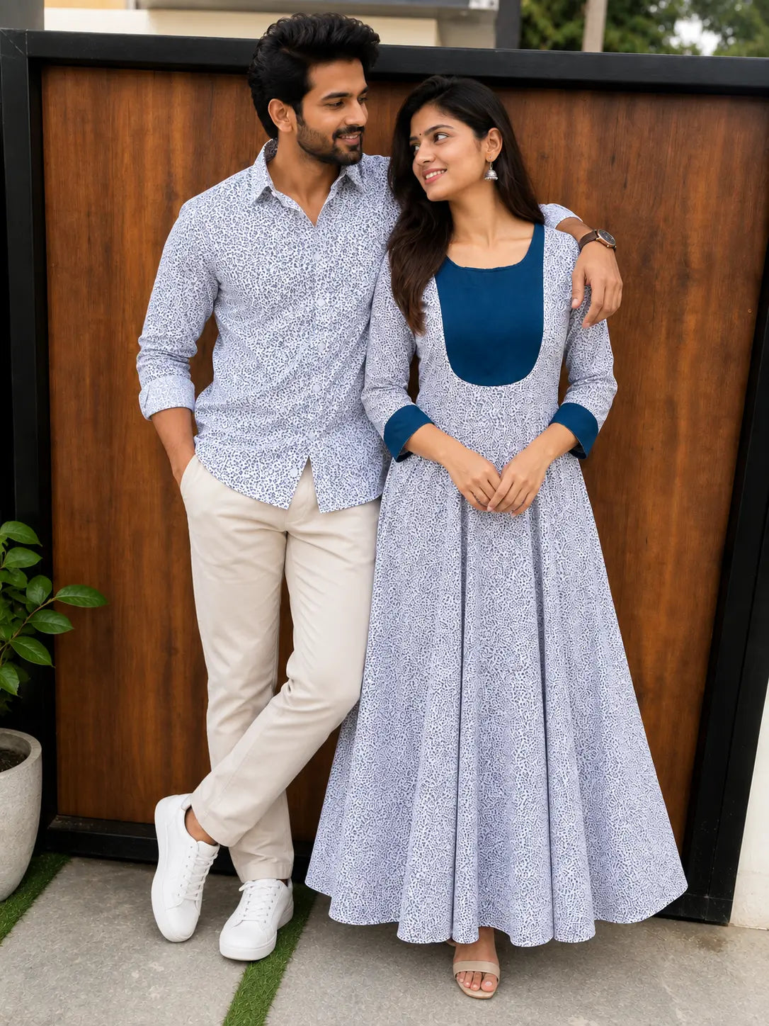 White mini floral print - Couple Combo