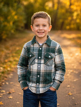 Bottle Green White Flannel checks - Son Combo
