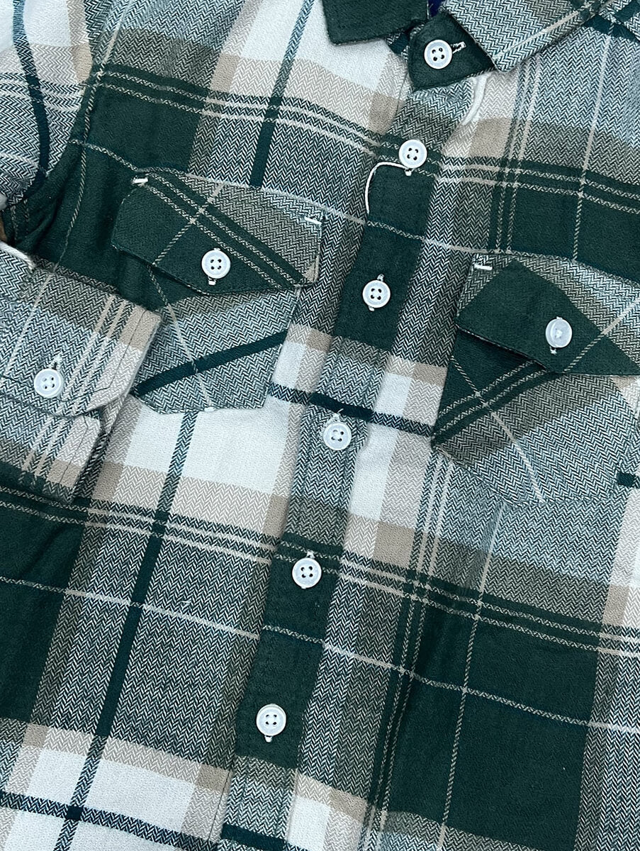 Bottle Green White Flannel checks Dad & Son Combo