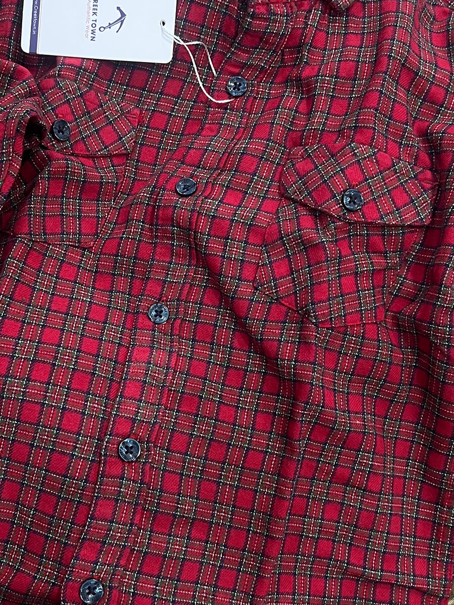 Red Small Flannel checks Dad & Son Combo