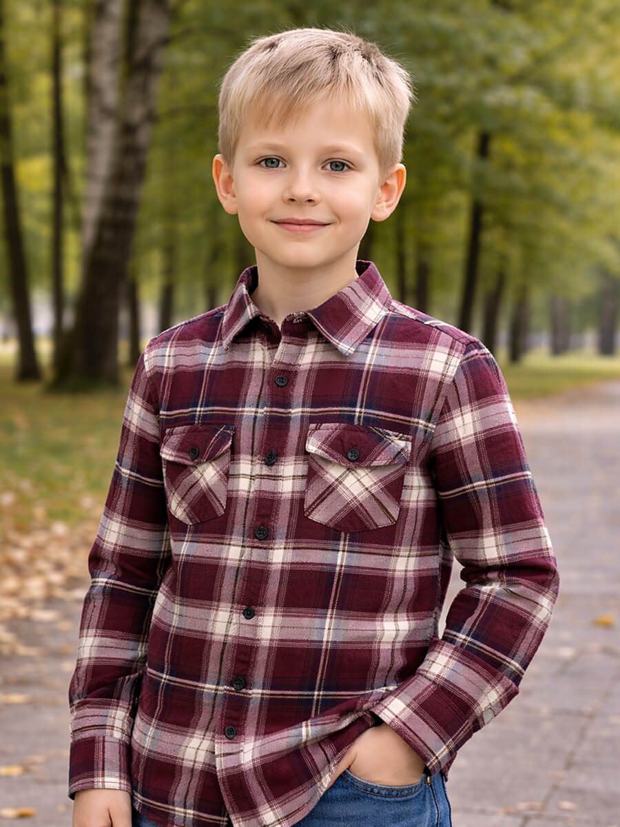 Magenta White Flannel checks - Son Combo