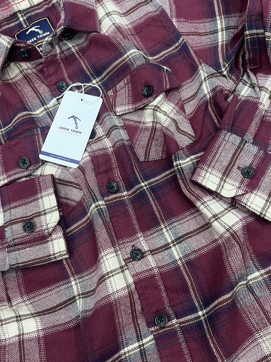 Magenta White Flannel checks Dad & Son Combo