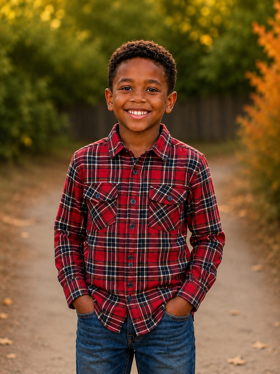 Red Green with White Lines Flannel checks - Son Combo
