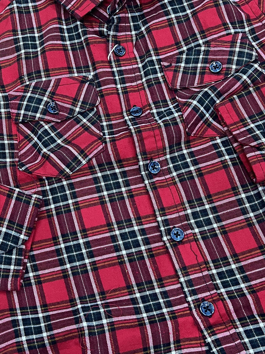 Red Green with White Lines Flannel checks Dad & Son Combo