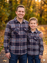 Maroon Blue White Flannel checks - Dad Combo