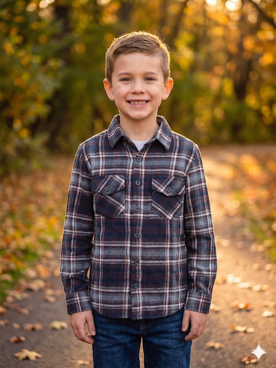 Maroon Blue White Flannel checks - Son Combo