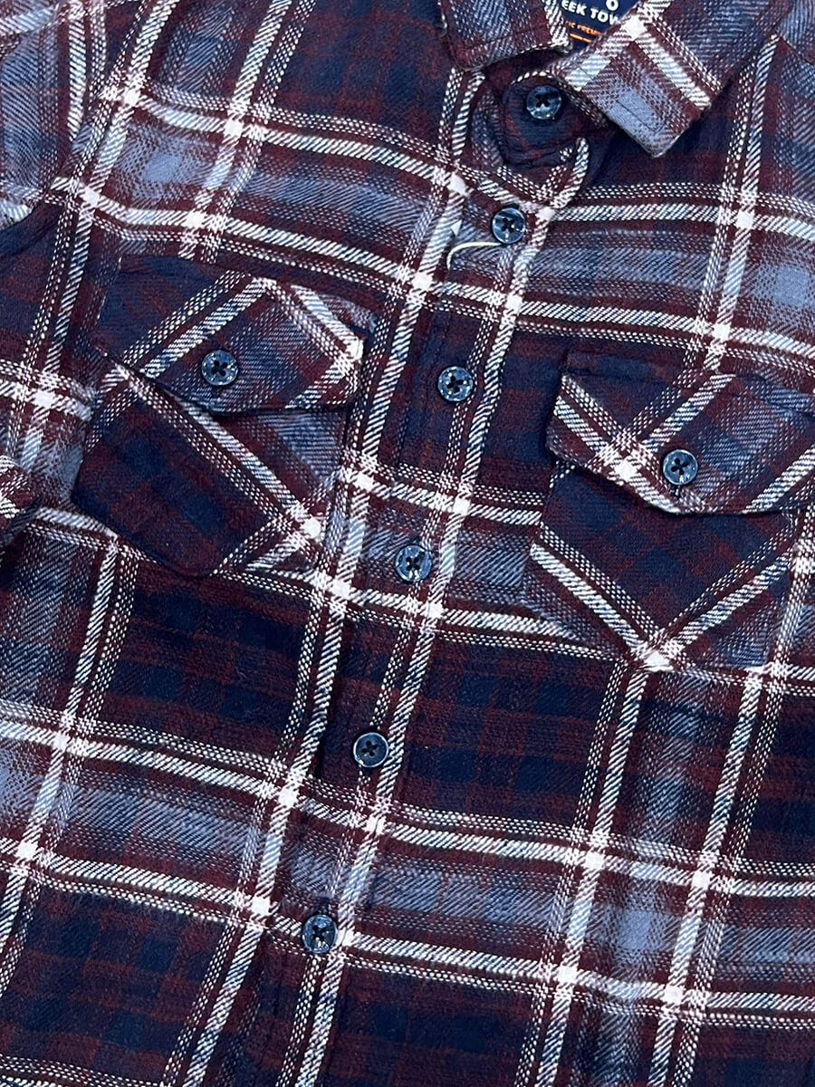Maroon Blue White Flannel checks Dad & Son Combo
