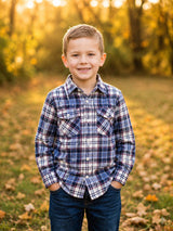 Navy Magenta Flannel checks - Son Combo