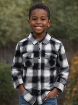 Black & White Big Flannel checks - Son Combo