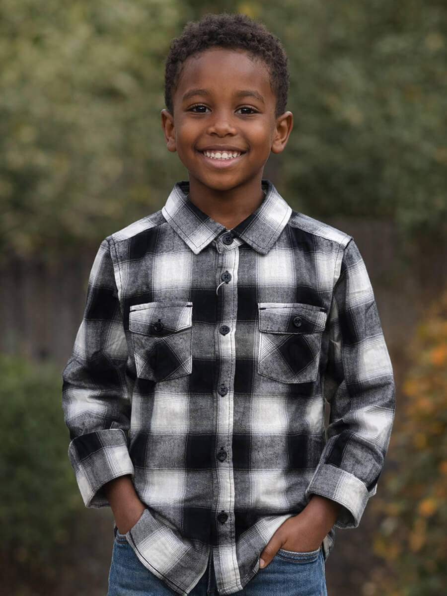 Black & White Big Flannel checks - Son Combo