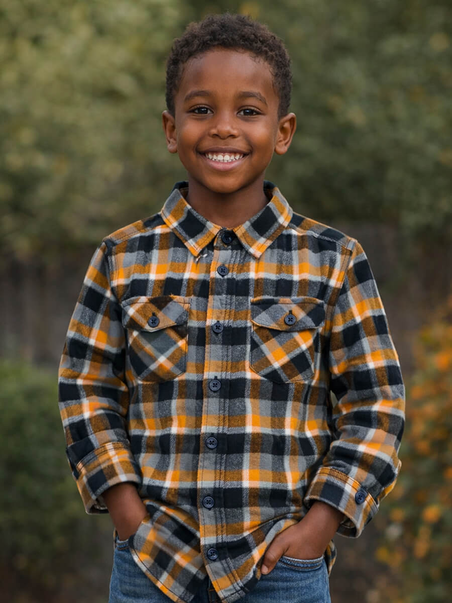 Yellow Black Flannel checks - Son Combo