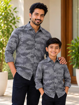 Light Grey Honey Comb Pattern Shirt Dad Combo