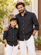 Black Base Intricate Geometric Printed Shirt Dad Combo