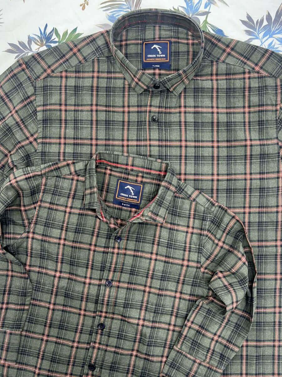 Basil Green Checked Shirt - Son Combo