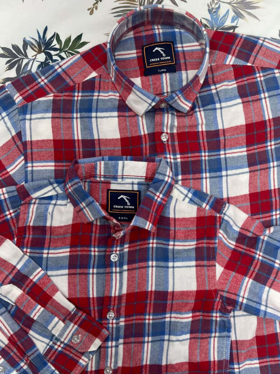 Red Checked Shirt Dad & Son Combo