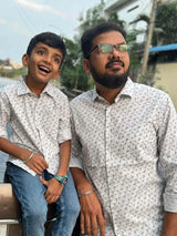 Gray Leaf Printed Dad&Son Shirt Dad