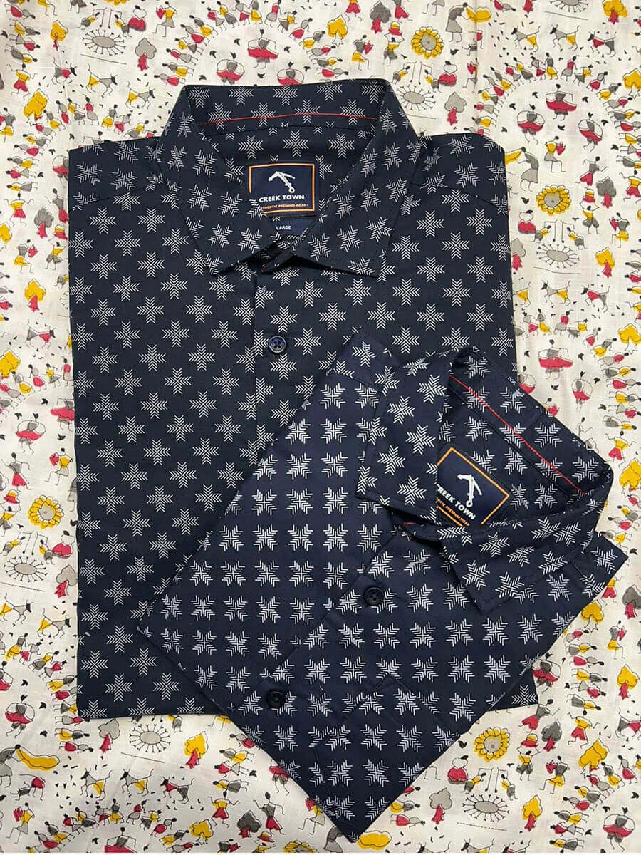 Navy Oxford Crossprinted Dad&Son Shirt