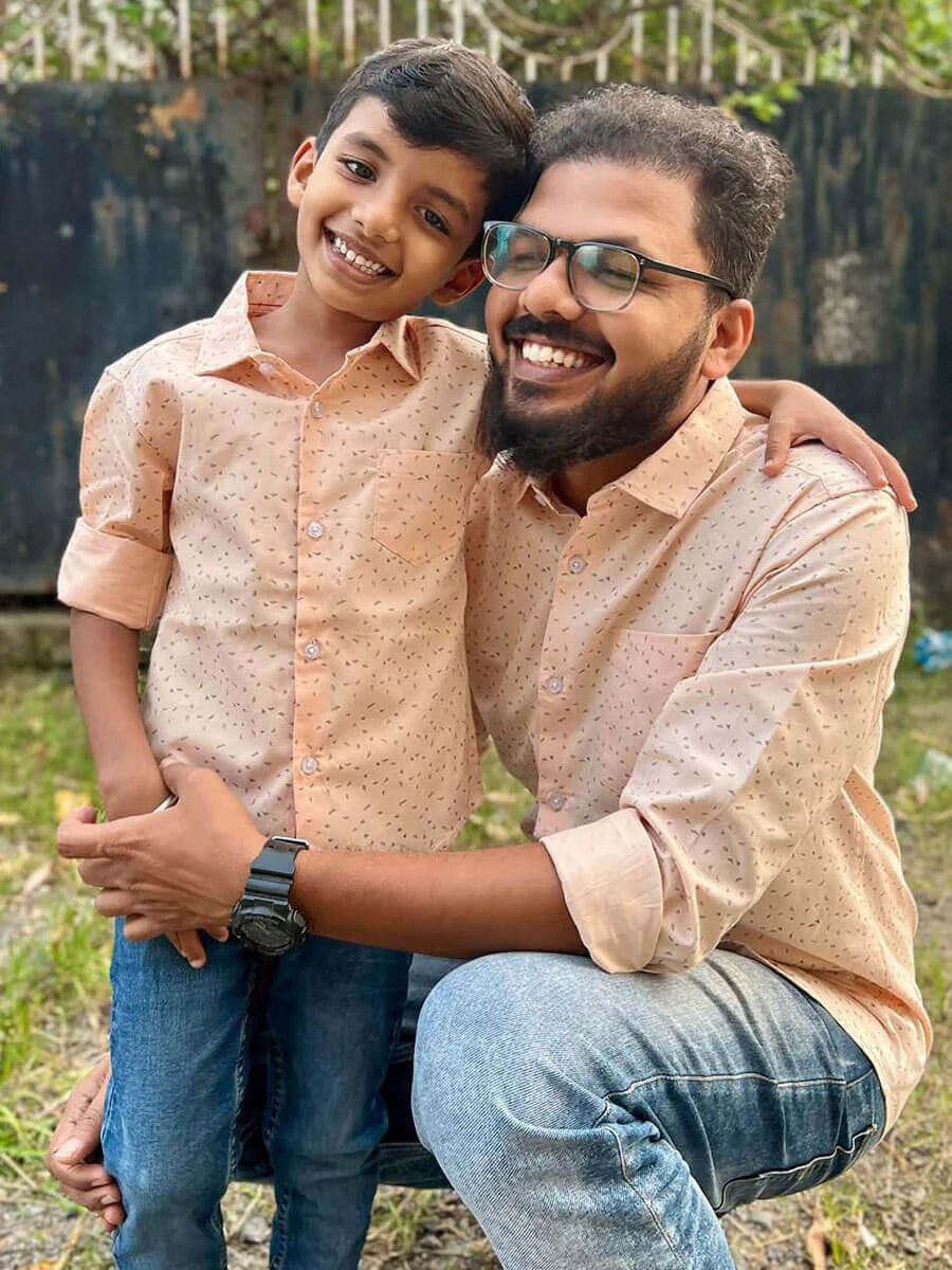 Peach Color Dad & Son Shirts