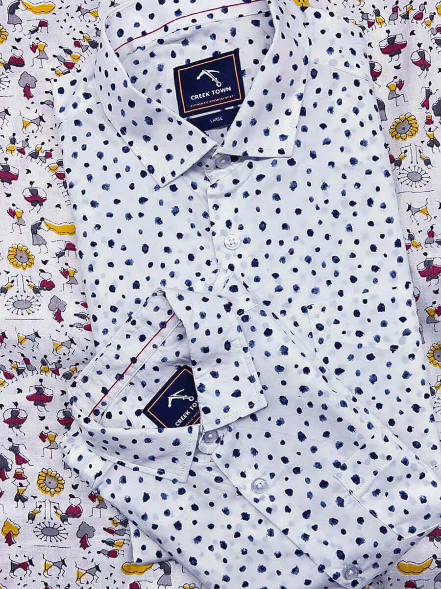 White Dot Mosaic Print Dad&Son Shirt