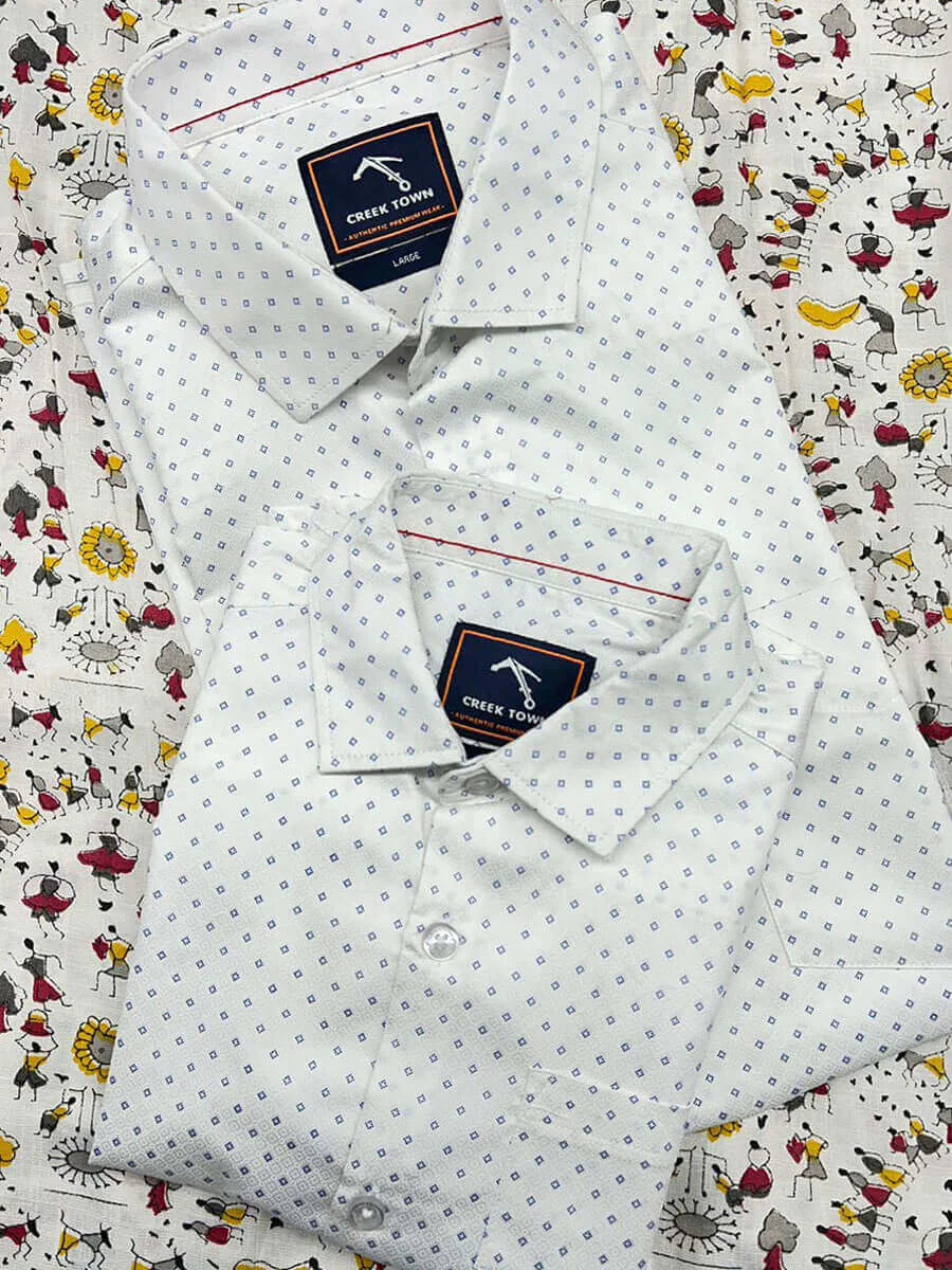 White Small Printed Dad&Son Shirts