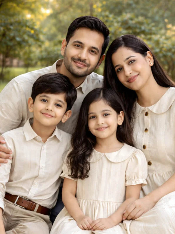Half White Self Dobby Design Family Combo