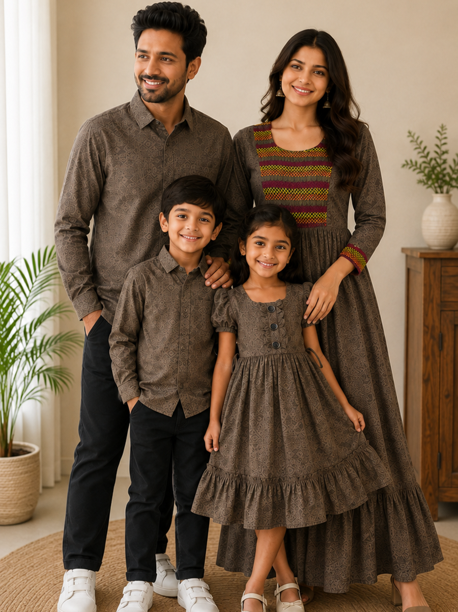 Dark brown Tribal Inspired Print - Family Combo