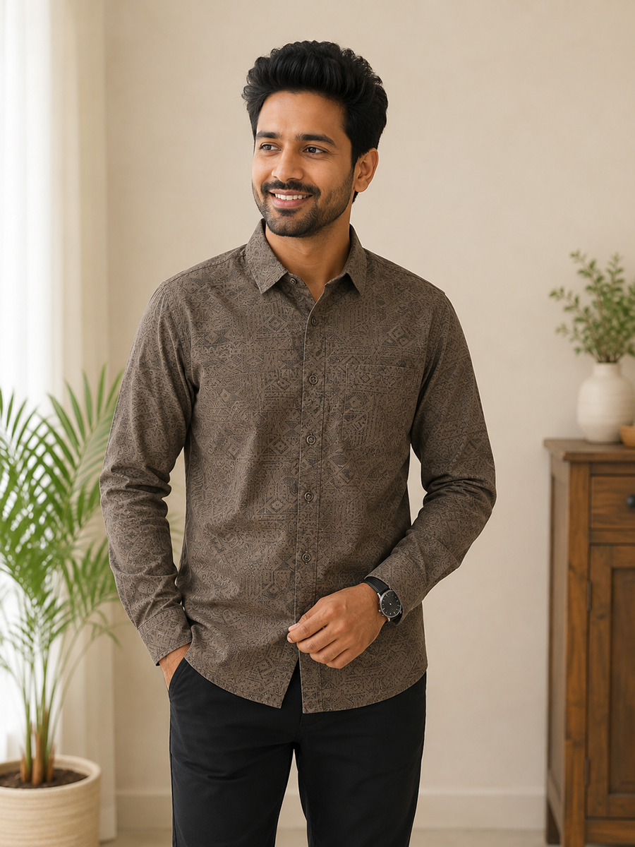 Dark brown Tribal Inspired Print - Dad Shirt