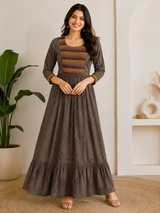 Dark brown Tribal Inspired Print - Mom Kurthi