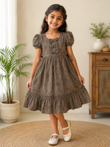 Dark brown Tribal Inspired Print - Daughter Frock