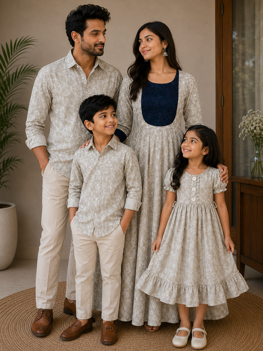 Light Olive Floral Print - Family Combo