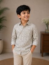 Light Olive Floral Print- Son Shirt