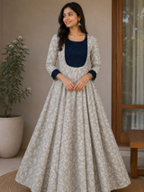 Light Olive Floral Print- Mom Kurthi
