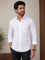 Oxford White micro print - Dad Shirt