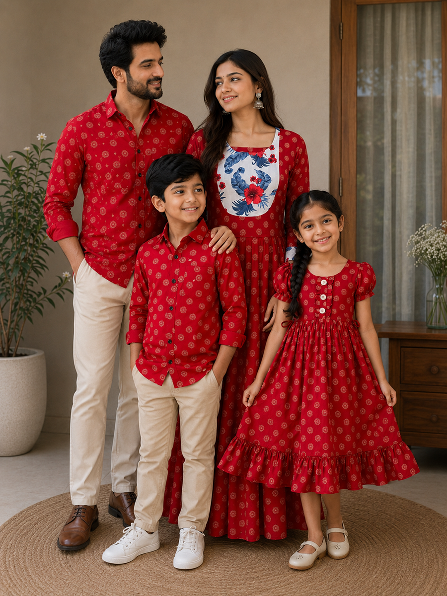 Dark Red Art Print - Family Combo