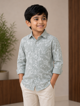 Light Sage Green Floral print - Son Shirt