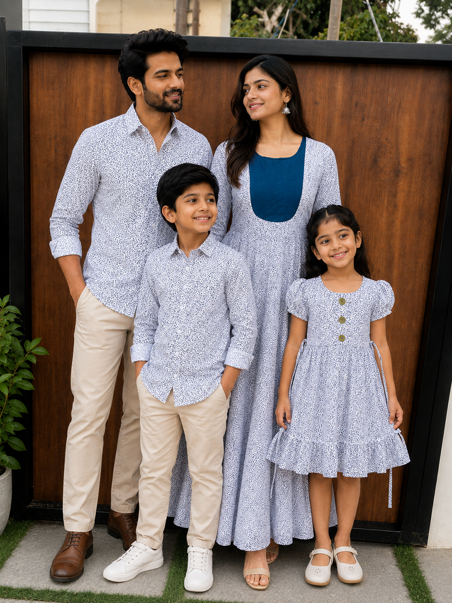 White mini floral print - Family Combo