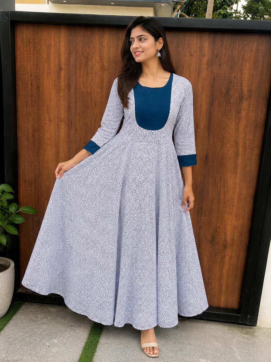 White mini floral print - Mom Kurthi
