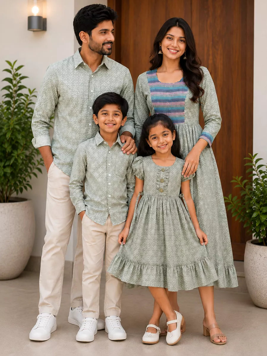 Light green seamless print - Family Combo