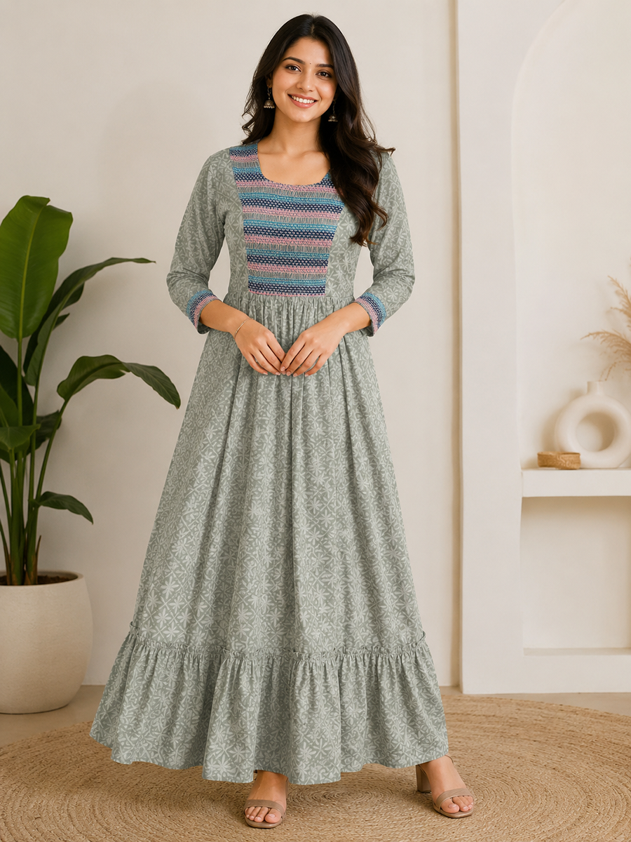 Light green seamless print - Mom Kurthi