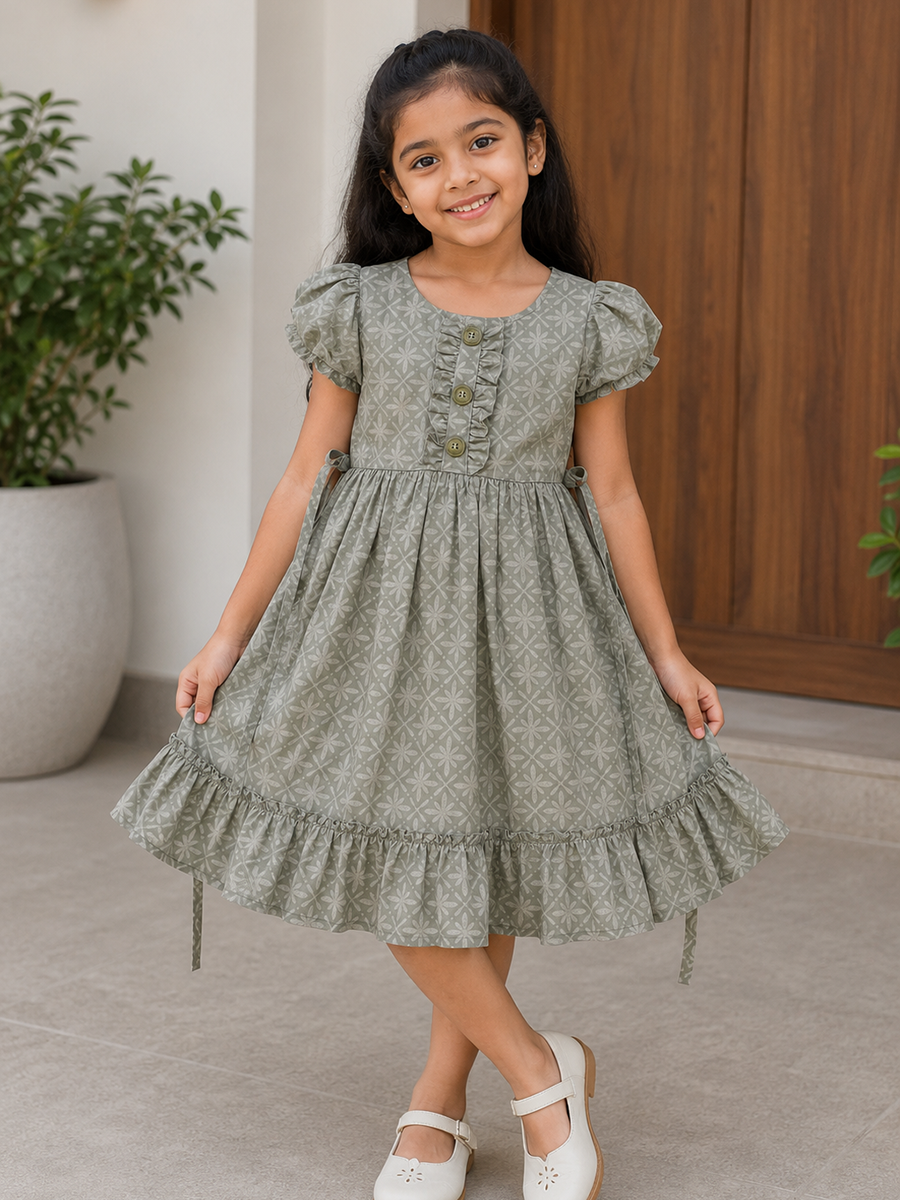 Light green seamless print - Daughter Frock