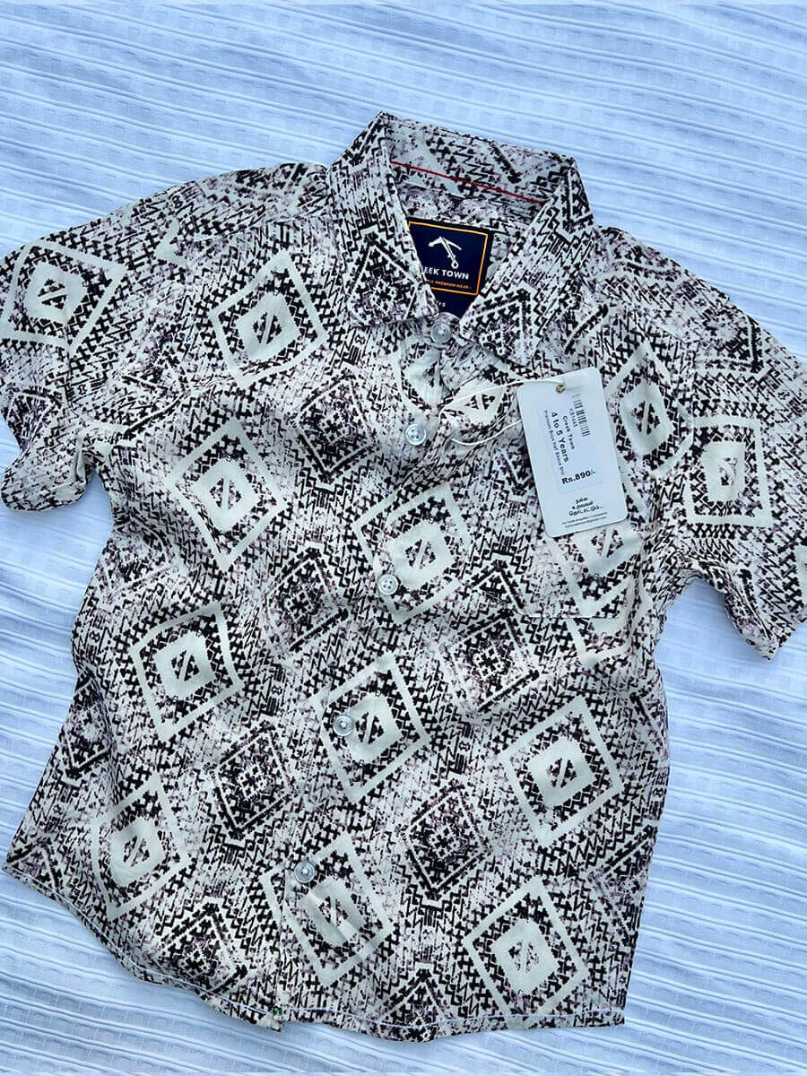Black & White Diamond Rayon Printed Shirt