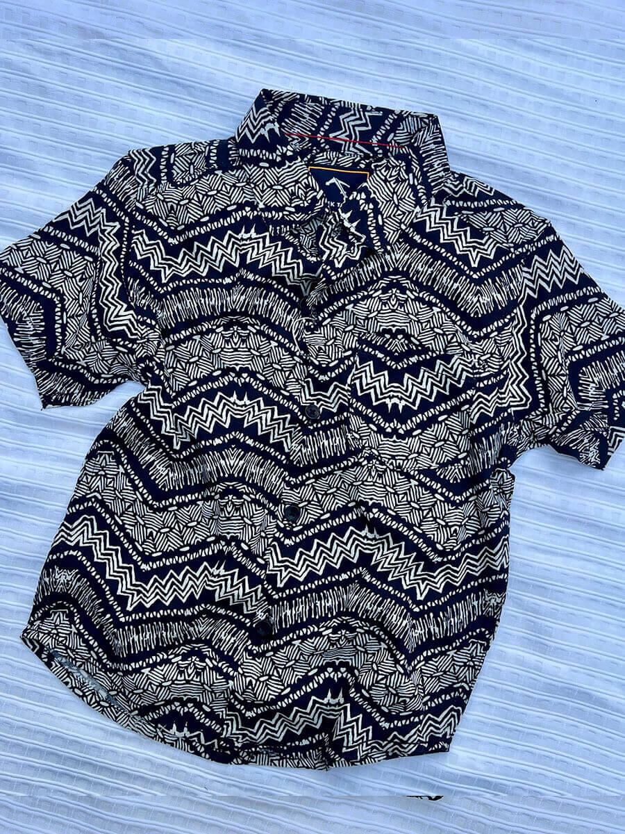 Black Waves Rayon Shirt