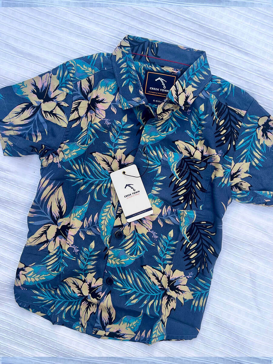 Blue Flower Avatar Navy Rayon Shirt