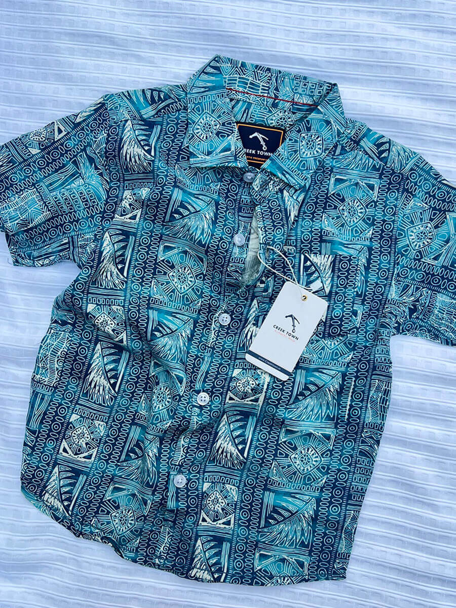 Blue Seamless Rayon Printed Shirts