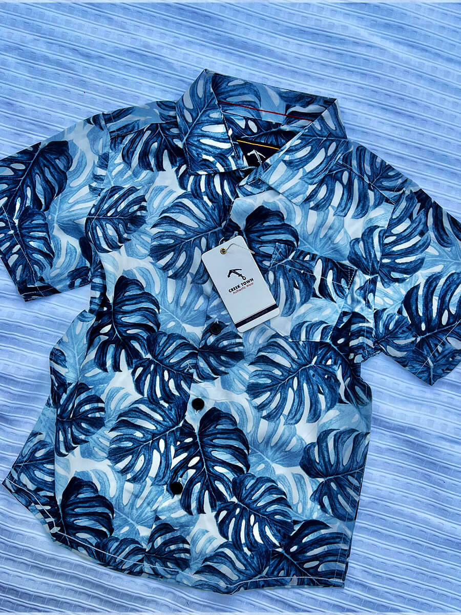 Croton Blue leaf Rayon Shirt